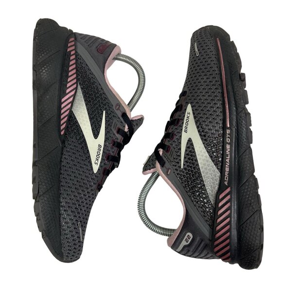 Brooks Adrenaline GTS 22 Shoes Women's 7.5 B Black Gray Pink Running Sneakers - Picture 3 of 9